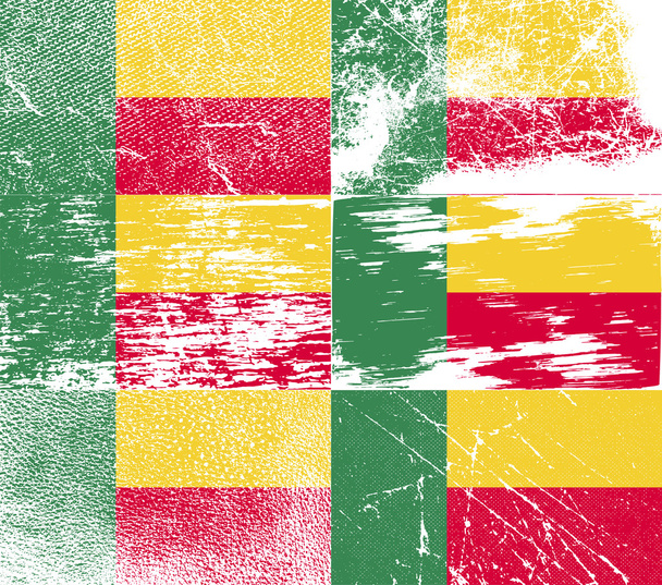 Flag of Benin with old texture. Vector - Vector, Image