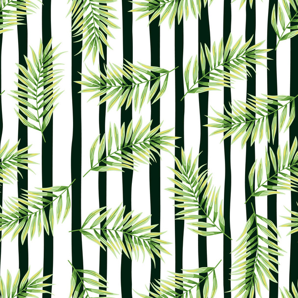 Abstract exotische plant naadloos patroon. Tropische palmbladeren patroon. Veerblad behang. Botanische textuur. Bloemen achtergrond. Ontwerp voor stof, textielprint, verpakking, omslag. Vectorillustratie - Vector, afbeelding