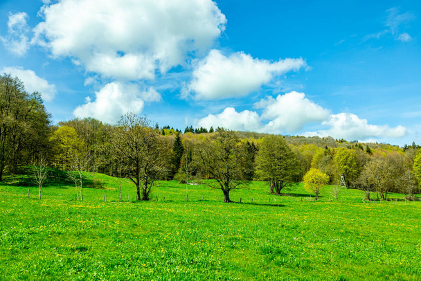 Весна проходить через мальовничі гори Рен довкола Вассеркуппе - Гессен - Німеччина. - Фото, зображення