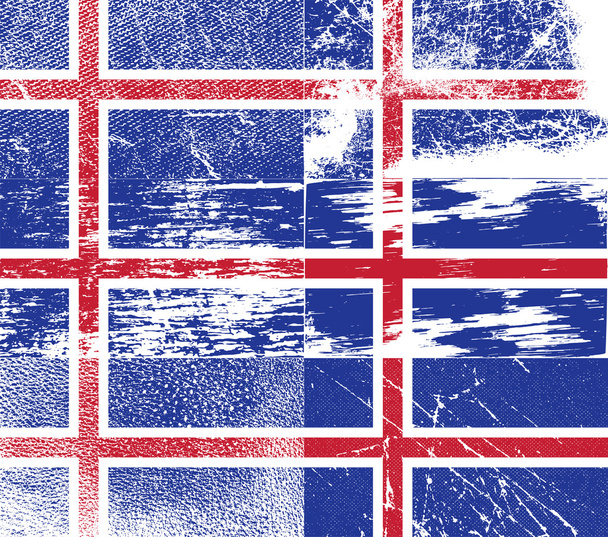 Islandská vlajka se starým texturou. Vektor - Vektor, obrázek