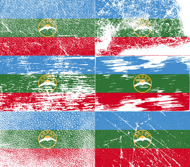 Karacsáj-és Cserkeszföld Köztársaság, régi textúra Oroszország zászlaja. Vektor - Vektor, kép