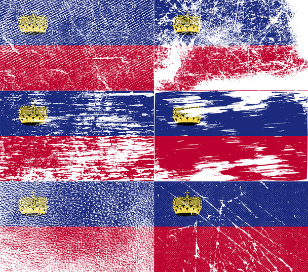 Flag of Liechtenstein with old texture. Vector - Vector, Image
