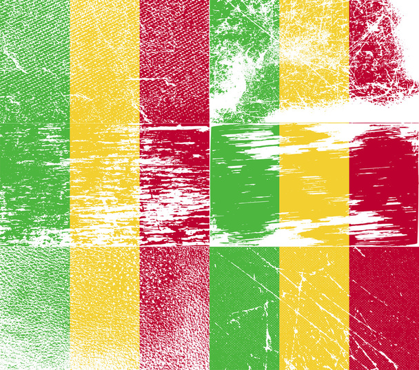 Σημαία του Μάλι με την παλιά υφή. Διάνυσμα - Διάνυσμα, εικόνα