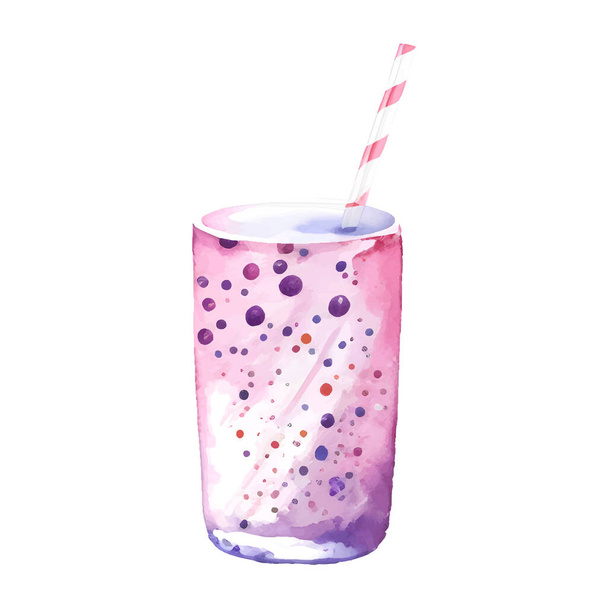 Літній коктейль сода з бульбашками і соломою, акварельний вектор. Векторні ілюстрації
 - Вектор, зображення
