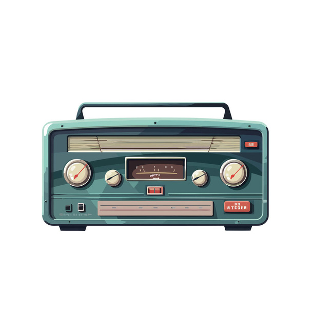 Old fashioned boom box playing analog audio cas te isolated - Vector, Image