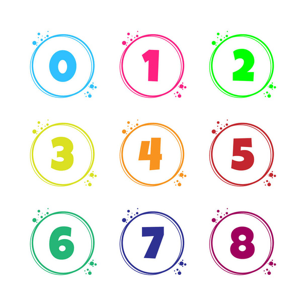 Ilustración vectorial de números conjunto de estilo de dibujos animados de carácter - Vector, imagen