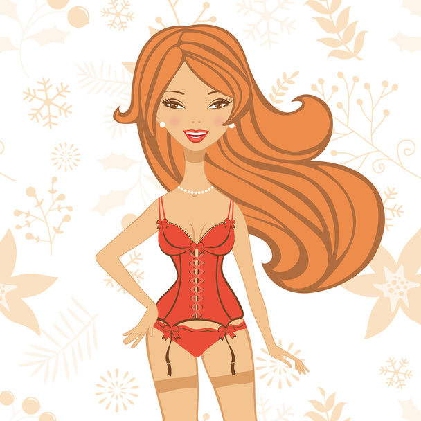 Beautiful woman in lingerie - Vector, Image