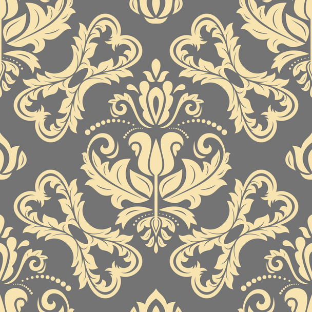 Orient-Vektor klassisches graues und gelbes Muster. Nahtloser abstrakter Hintergrund mit Vintage-Elementen. Orient-Muster. Ornament für Tapeten und Verpackungen - Vektor, Bild