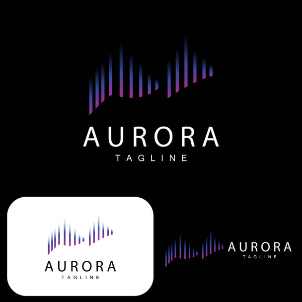 Aurora Logo, Eenvoudig ontwerp Verbazingwekkend natuurlijk landschap van Aurora, vectoricoon-sjabloon, illustratie - Vector, afbeelding