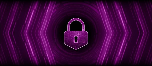 Closed Padlock on digital background, cyber security - Vector, Imagen