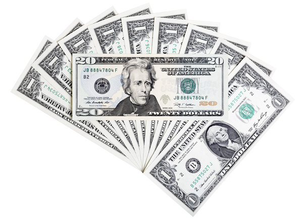 Twenty U.S. dollar banknote, abstract background. - Photo, Image