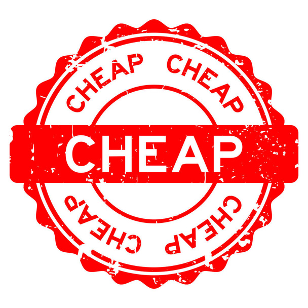 Grunge rojo palabra barata sello de goma redonda sobre fondo blanco - Vector, imagen