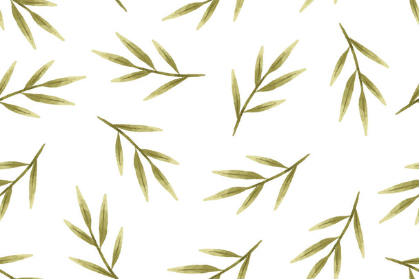 botanical seamless pattern with branches, leaves, herbs, illustration - Foto, afbeelding