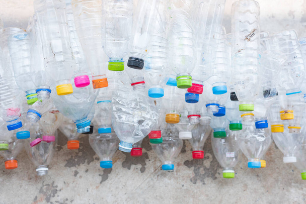 Plastic bottles in recycle trash station. - 写真・画像