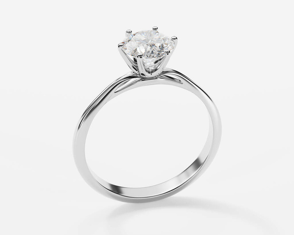 3D prata anel de diamante de casamento isolado no fundo branco. - Foto, Imagem