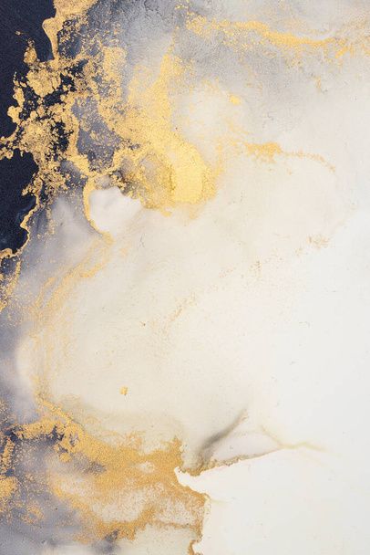 Marmor Tusche abstrakte Kunst von exquisiter Originalmalerei für abstrakten Hintergrund. Die Malerei wurde auf hochwertige Papierstruktur gemalt, um glatte Marmorhintergrundmuster der Kintsuki-Tintenkunst zu schaffen . - Foto, Bild