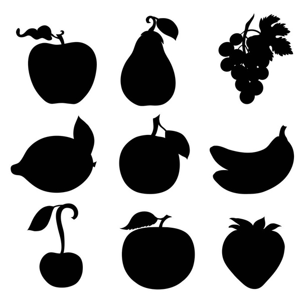 Set of different fruits silhouette vector illustration - Vector, Image