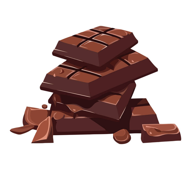 白い背景のアイコンに隔離された甘いチョコレートキャンディスタック - ベクター画像