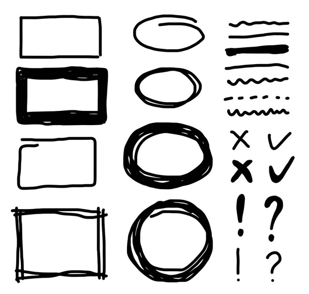 Set of hand drawn elements for selecting text.Business doodle - Vector, Image