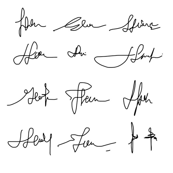 Assinatura manual para documentos em fundo branco. Leitura caligrafia desenhada à mão Ilustração vetorial EPS10
 - Vetor, Imagem