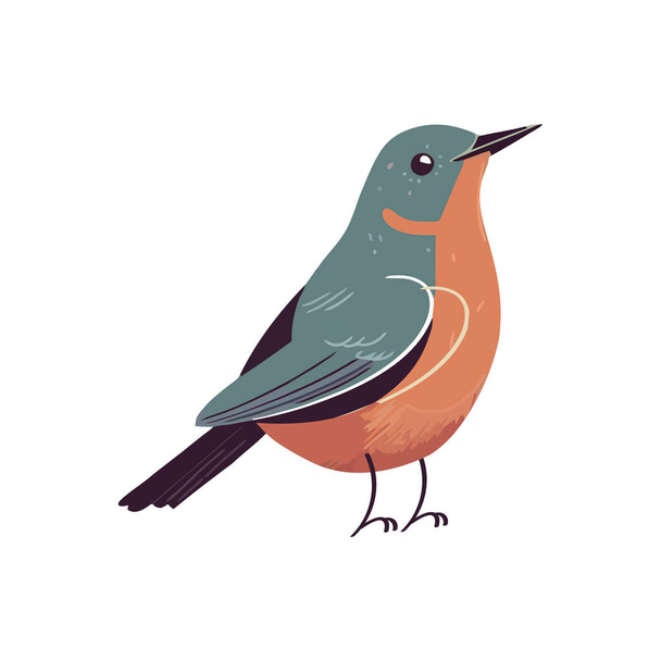 Cute bird perching over white - Vector, Image