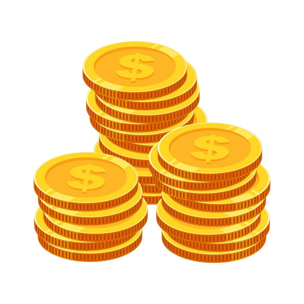 Pilas de monedas de dólar Vector Ilustraciones - Moneda de dólar de oro - Vector, imagen