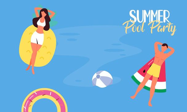 Summer pool party invitation illustration - Διάνυσμα, εικόνα