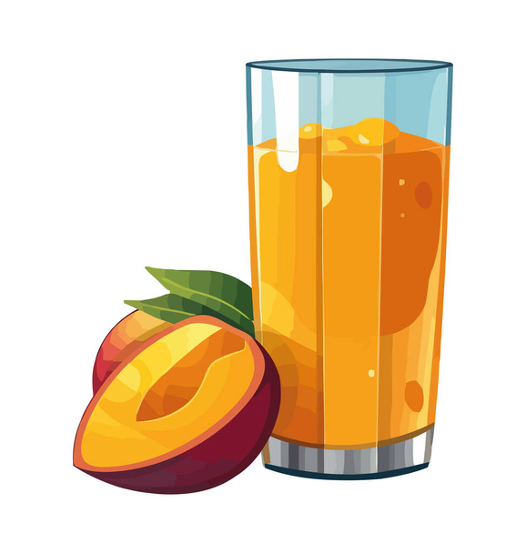 Fatia de citrinos suculenta em refrescante copo de bebida isolado - Vetor, Imagem