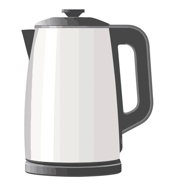Hot tea poured from metallic teapot handle over white - Wektor, obraz