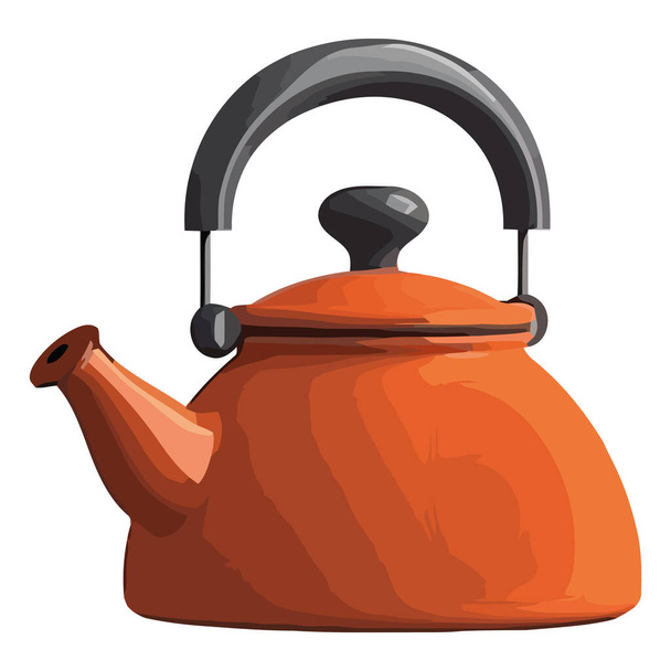 Horký čaj nalitý ze starožitné konvice rukojeť přes bílou - Vektor, obrázek