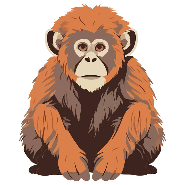 Симпатична мавпа, що сидить у тропічних тропічних лісах над білим
 - Вектор, зображення