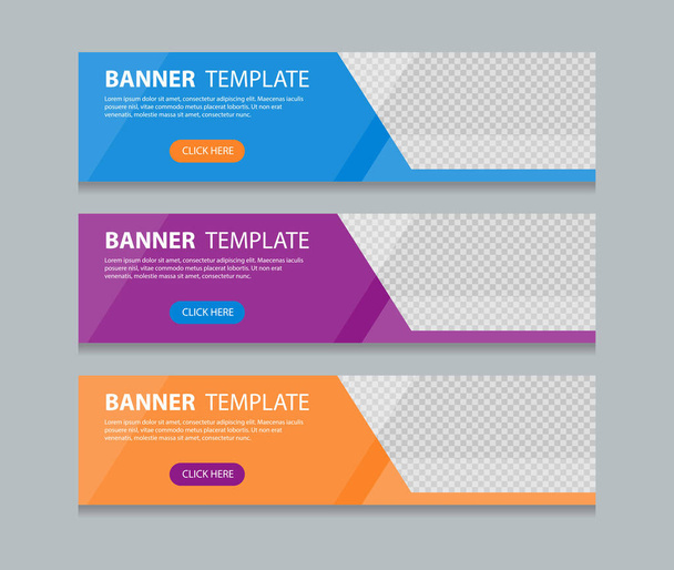 Set of horizontal abstract web banner design template background gradients color. Suitable for web ads. Vector illustration with Space to add pictures. - ベクター画像