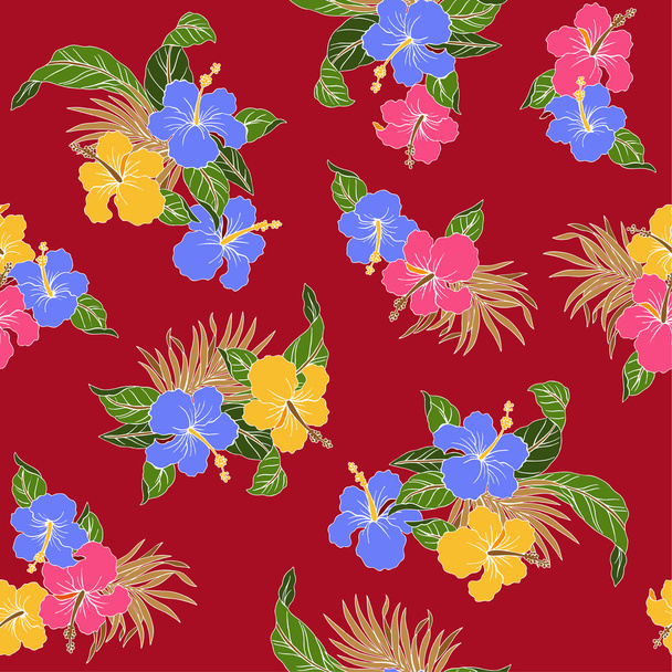 Pattern of Hibiscus - Vettoriali, immagini