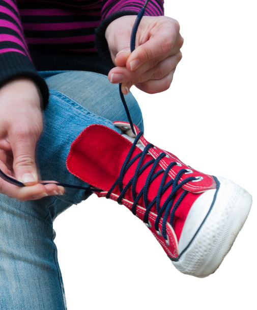 How to tie shoelaces on sneakers - Φωτογραφία, εικόνα