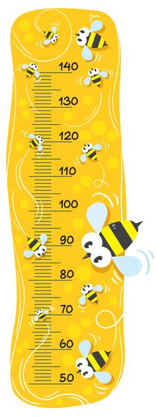 Mur de compteur ou mètre de hauteur avec abeilles drôles
 - Vecteur, image