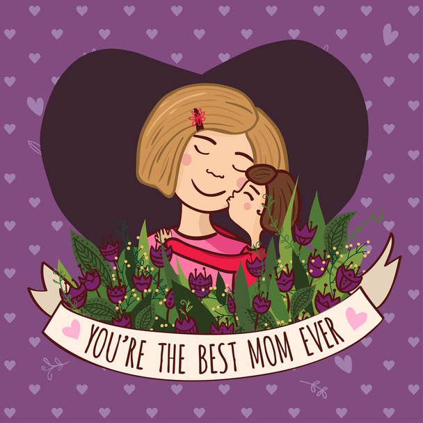 Tarjeta de felicitación para mamá rubia con amor
 - Vector, imagen