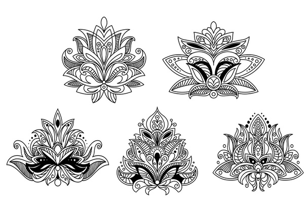 Paisaje indio y persa elementos de diseño floral
 - Vector, imagen