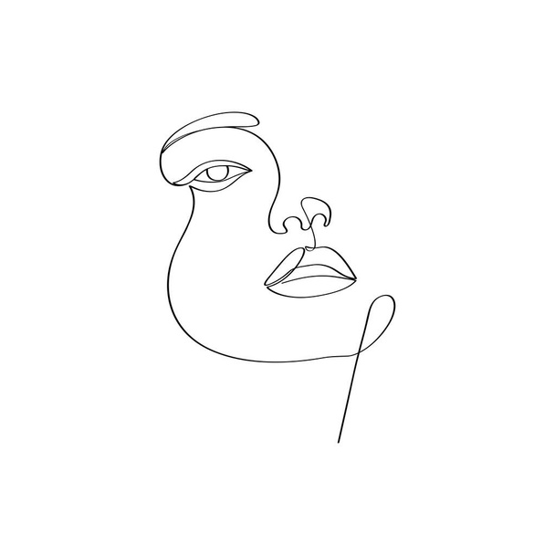Female beauty face continues line drawing minimalist artwork - Vecteur, image