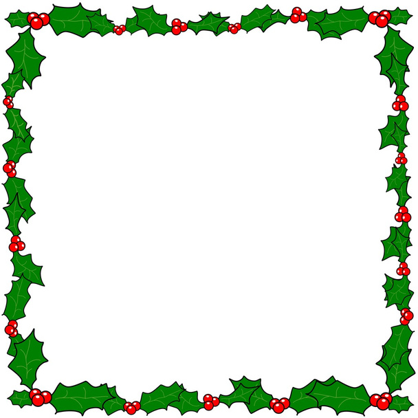 Kerstmis holly grenskader - Vector, afbeelding