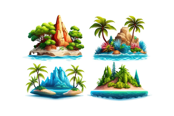 Tropical island at sea ocean set. Vector illustration desing. - ベクター画像