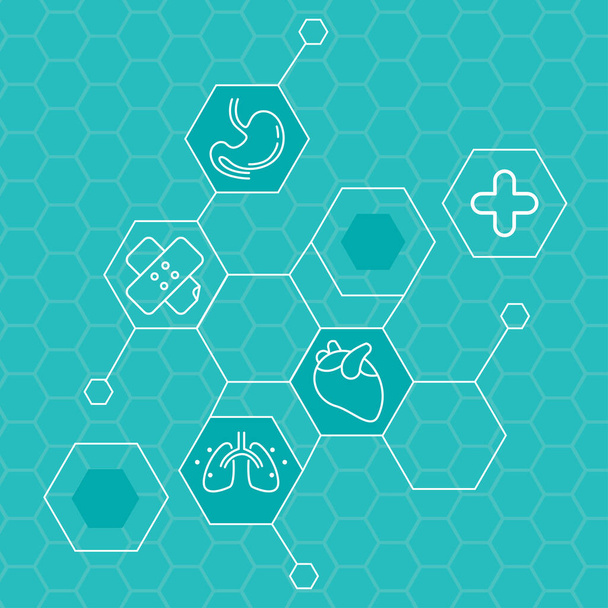Медичні ікони для охорони здоров'я молекулярна абстракція
 - Вектор, зображення