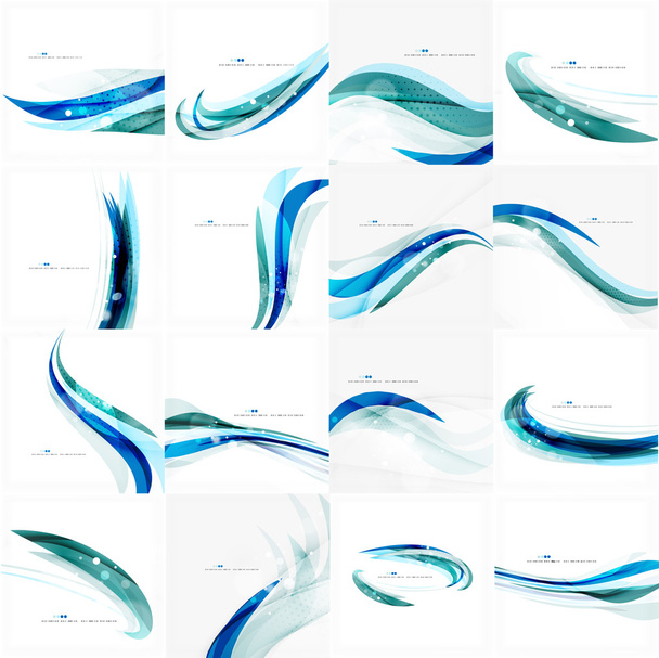 Blue business corporate wave line background - Vector, Image