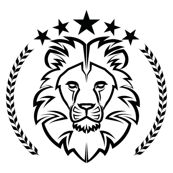 león rey vintage logo línea de arte - Vector, Imagen