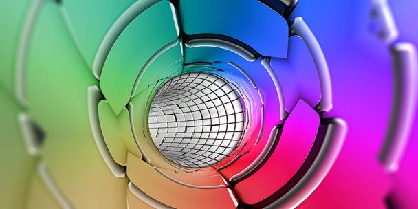 Rainbow colors technology background 3d rendering panorama - Foto, afbeelding