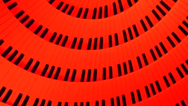 Blaue und rote rotierende Streifen. Design. Ein helles Klavier in Computergrafik mit Tasten, die sich drehen. Hochwertiges 4k Filmmaterial - Filmmaterial, Video