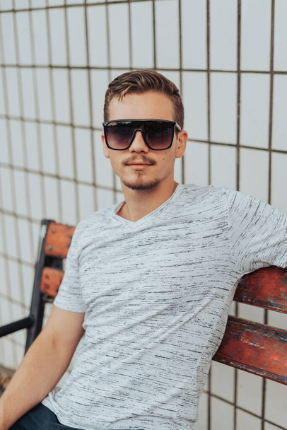 Portrait of Young Man with Sunglasses. - Fotografie, Obrázek