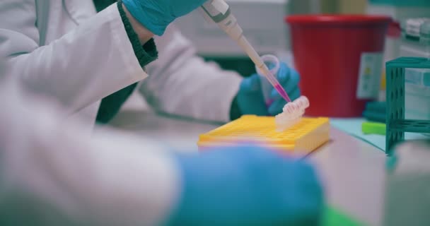 Laboratorní vědec zabývající se vývojem vakcín pro Covid-19, rakovinu a chřipku provádí výzkum, analýzu a testování za účelem objevování terapií a léčby.  - Záběry, video