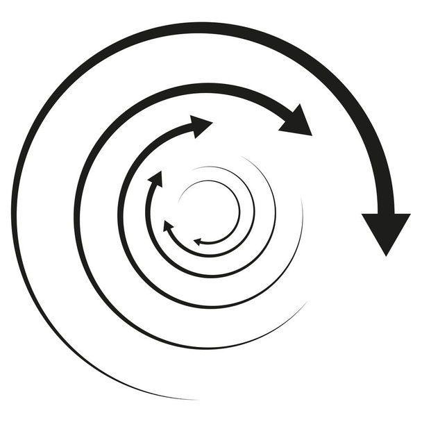 矢を回転させる。同心円状、放射状、円形の矢印要素。周期的カーソル、ポインタアイコン。ベクトルイラスト。EPS 10. - ベクター画像