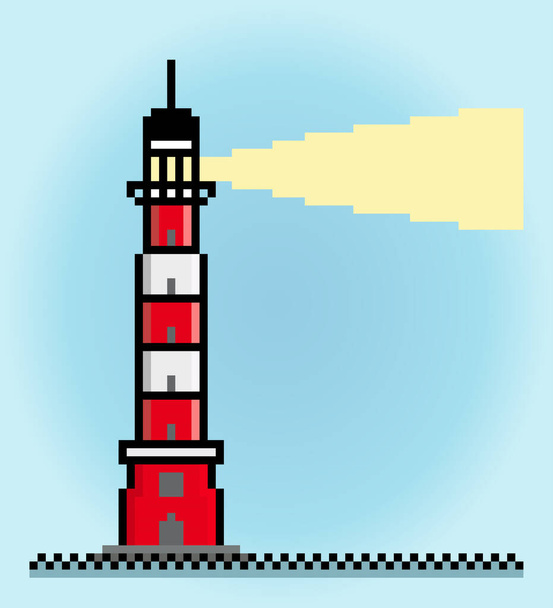 8 bit pixel lighthouse, in vertical view. for game assets and cross stitch patterns in vector illustrations. - ベクター画像