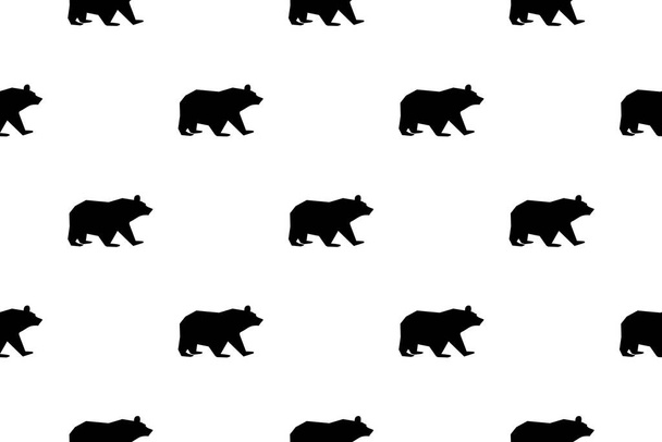 bear silhouette seamless pattern, cute bear, simple bear - Вектор,изображение